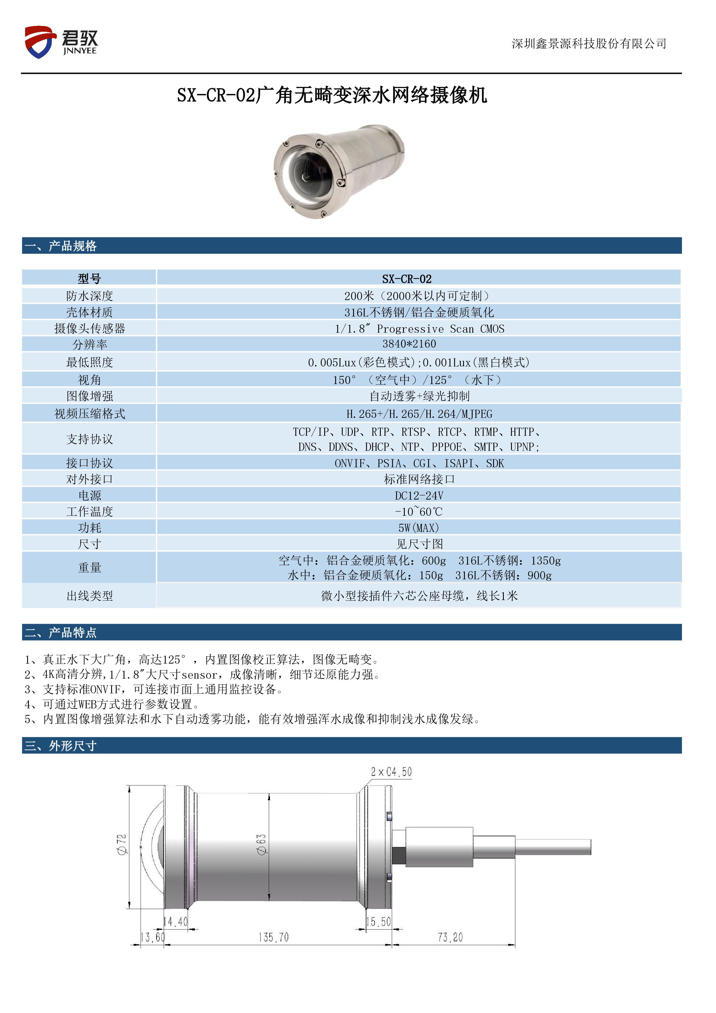 廣角無畸變深水?dāng)z像頭