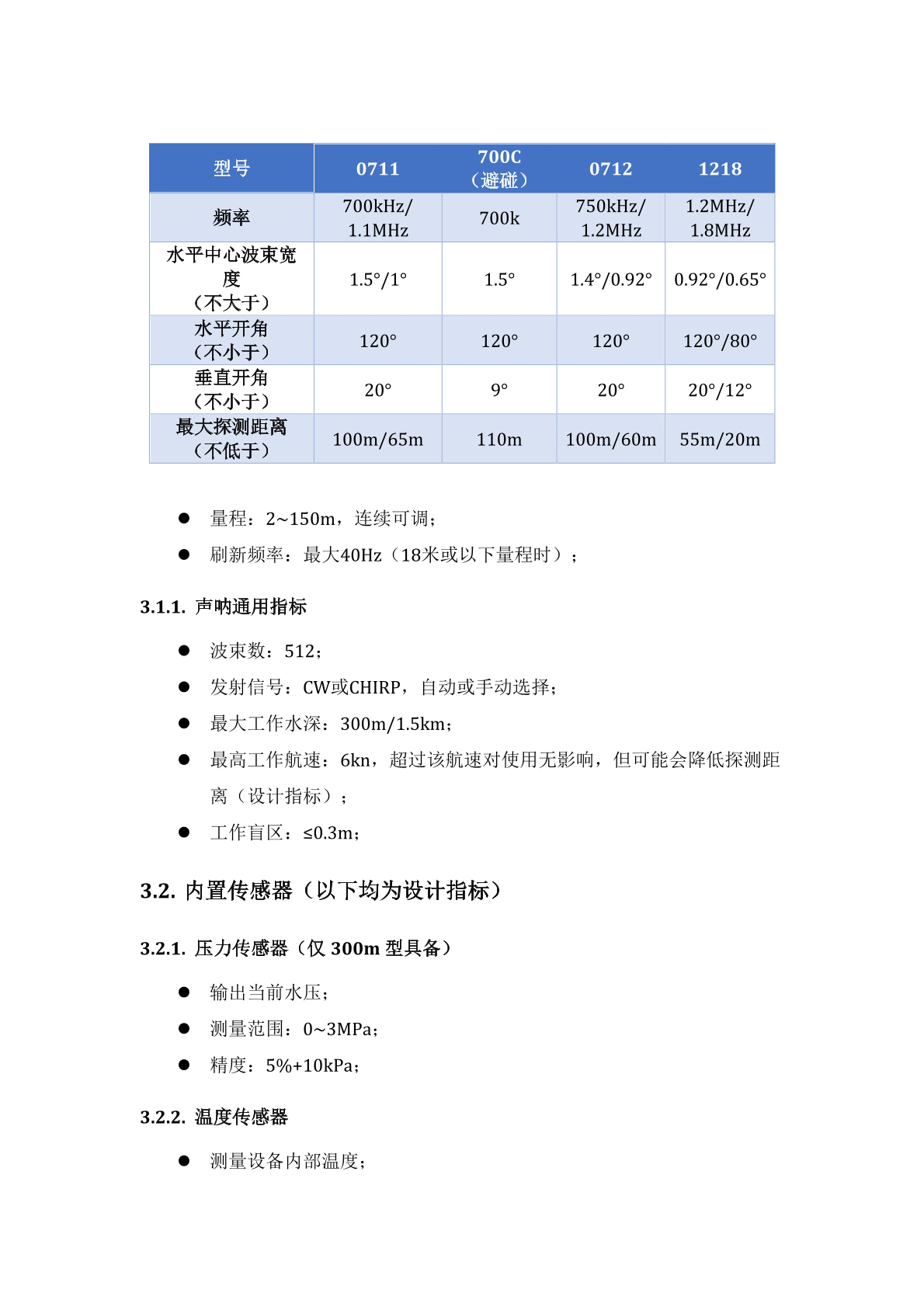 微型前視聲吶參數(shù)2