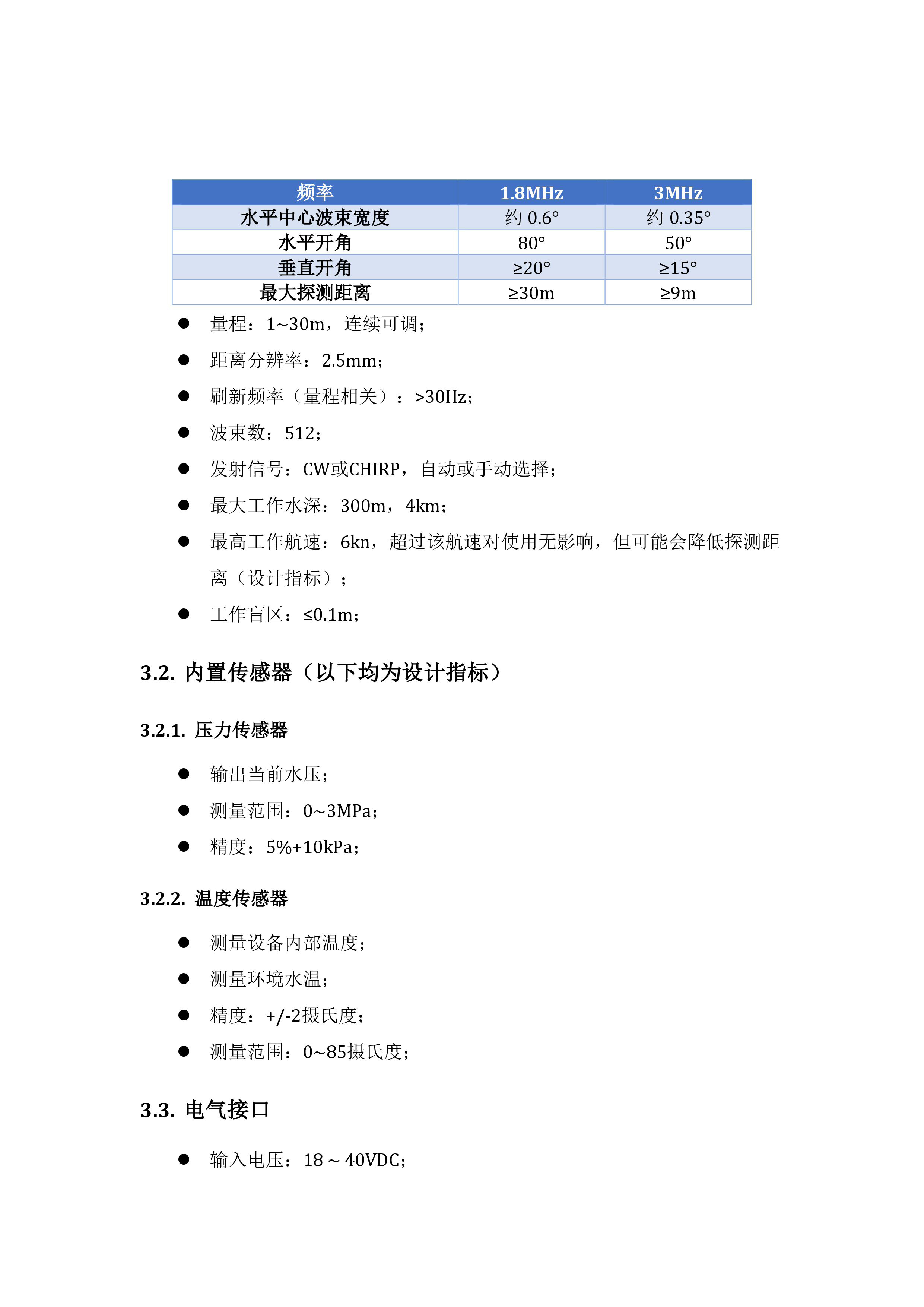 超高頻前視聲吶參數(shù)1